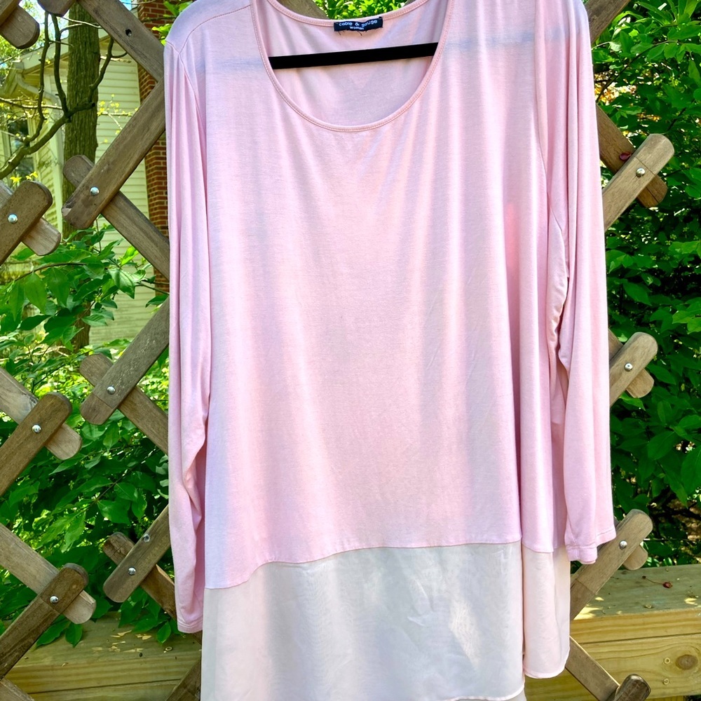 Cable and Gauge pale pink boatneck blouse, size 3X